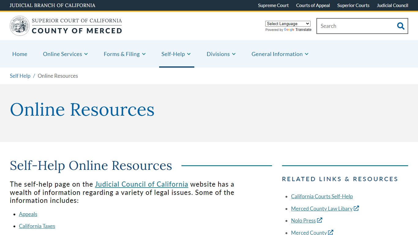 Online Resources | Superior Court of California | County of Merced